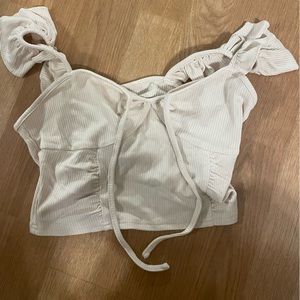 Cider Ruffle Sleeved Cropped Top